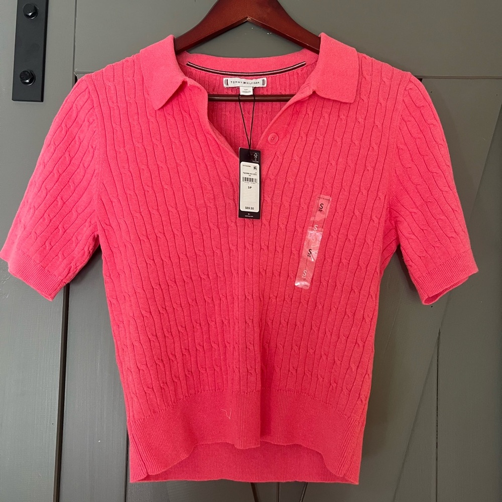 Tommy Hilfiger Coral Cable Knit Crop Top